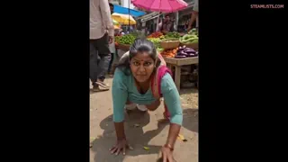 Desi Market Aunty Releases Massive Tits Then Drops to All Fours in Public Short &amp; spicy AI clip from a bustling Indian vegetable market 🔥
