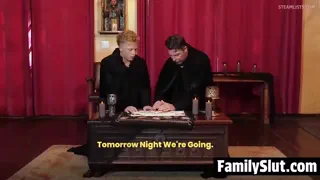 Stepdad and Step Son Fuck Her Ghost Wife to Help Her Cum