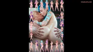 Jinx (League Of Legends) bouncing her big butt on an elderly Asian's cock
