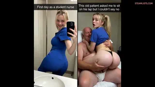 Slutty student nurse can't resist grandpa