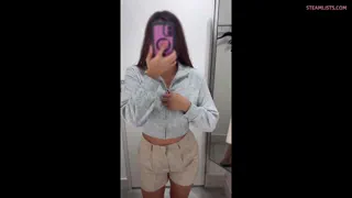 Zip down and tits out