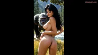 Beauties and the Beast - Super Hot Unknown Playboy Photo Session from 1987 shooted in Yellowstone National Park Now Revealed!!! - starring Samantha, Sabrina and special guest Bigfoot