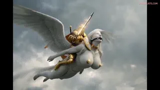 Paladin of Mount Olympus Flies Mounted on the Back of his Angel Sex Slave Mount by omegaphallic