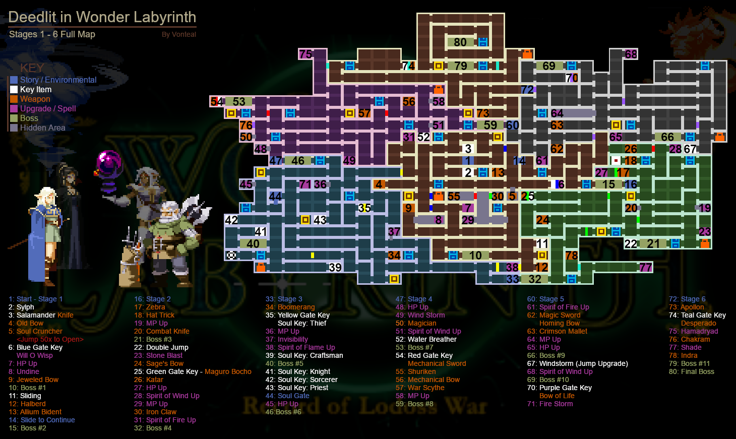 Deedlit in wonder labyrinth map