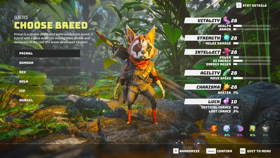 BIOMUTANT - Character creation - Attributes - and Stats