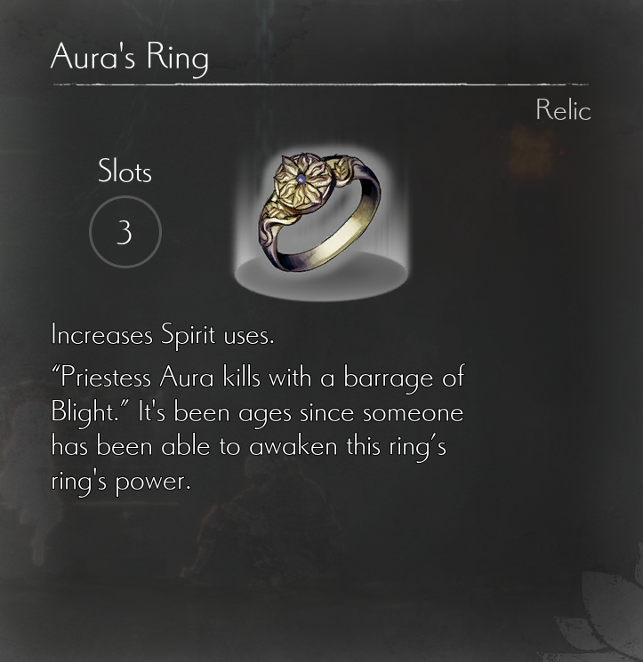 ENDER LILIES - List of All Relics Information in Ender Lilies: Quietus of the Knights - Aura's Ring