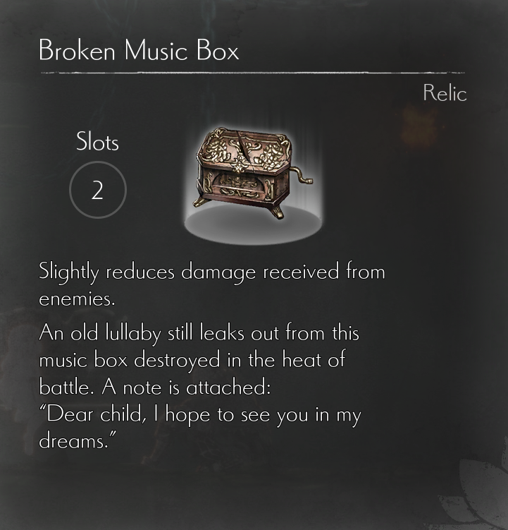 ENDER LILIES - List of All Relics Information in Ender Lilies: Quietus of the Knights - Broken Music Box