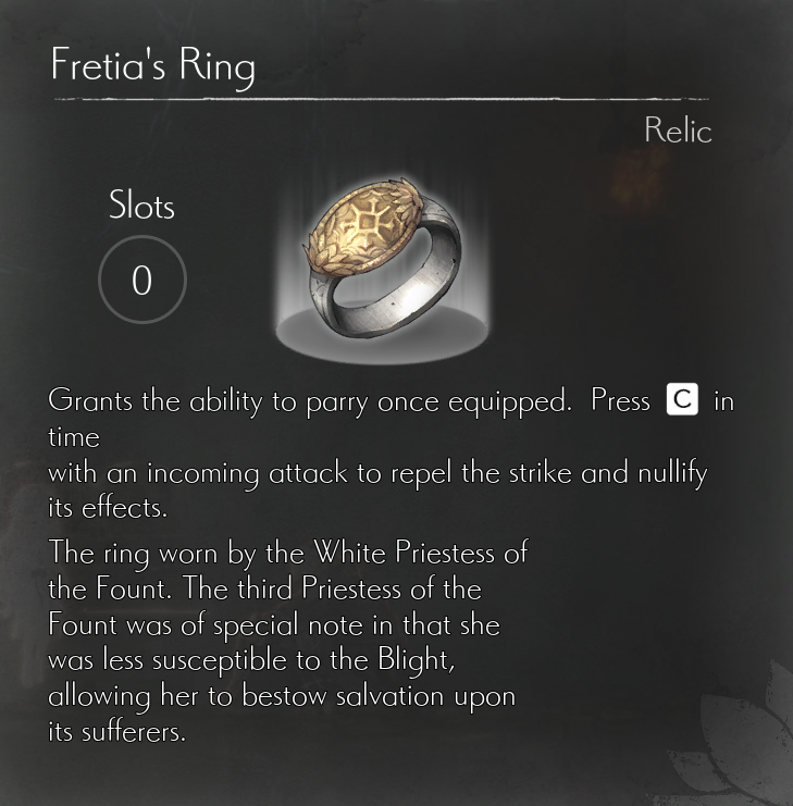 ENDER LILIES - List of All Relics Information in Ender Lilies: Quietus of the Knights - Fretia's Ring