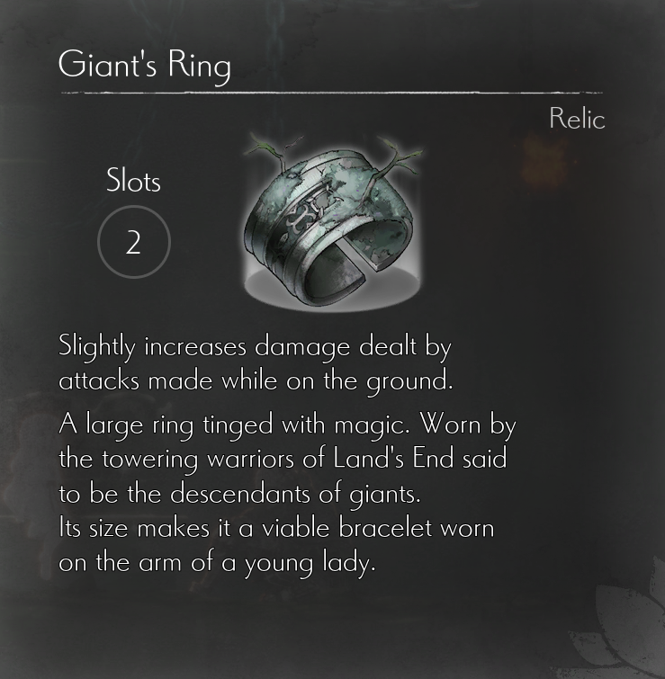 ENDER LILIES - List of All Relics Information in Ender Lilies: Quietus of the Knights - Giant's Ring