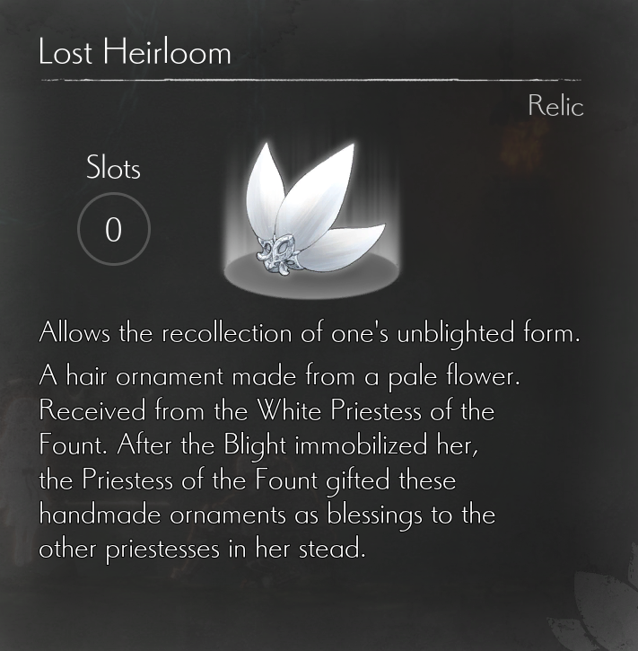 ENDER LILIES - List of All Relics Information in Ender Lilies: Quietus of the Knights - Lost Heirloom