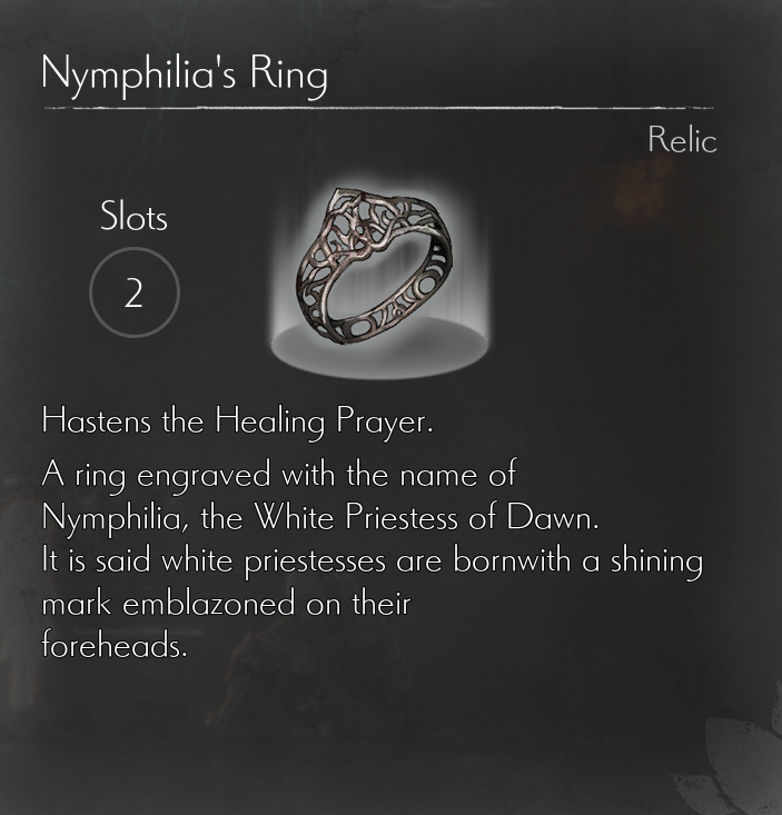 ENDER LILIES - List of All Relics Information in Ender Lilies: Quietus of the Knights - Nymphilia's Ring