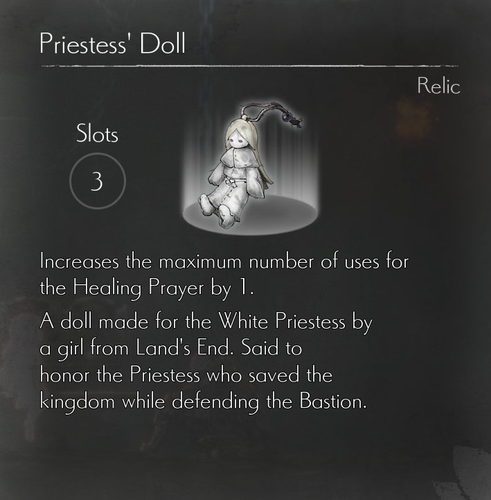 ENDER LILIES - List of All Relics Information in Ender Lilies: Quietus of the Knights - Priestess' Doll