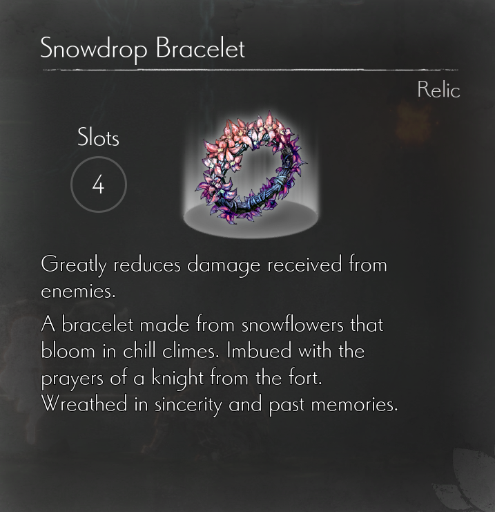 ENDER LILIES - List of All Relics Information in Ender Lilies: Quietus of the Knights - Snowdrop Bracelet
