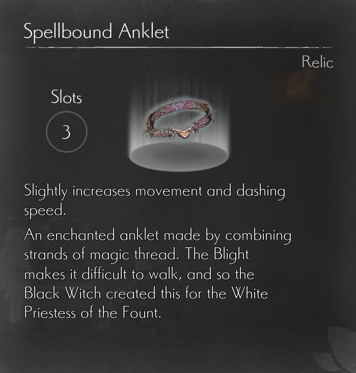 ENDER LILIES - List of All Relics Information in Ender Lilies: Quietus of the Knights - Spellbound Anklet
