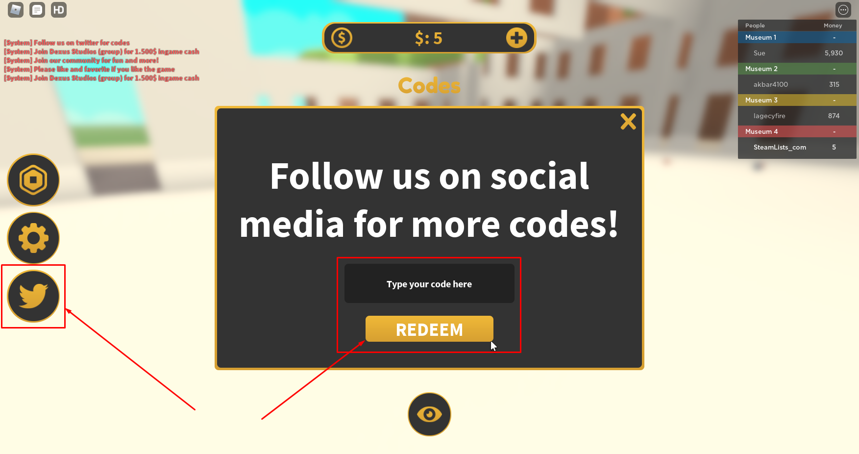 Roblox Museum Tycoon Codes Free Cash July 2021 Steam Lists - please join my group roblox