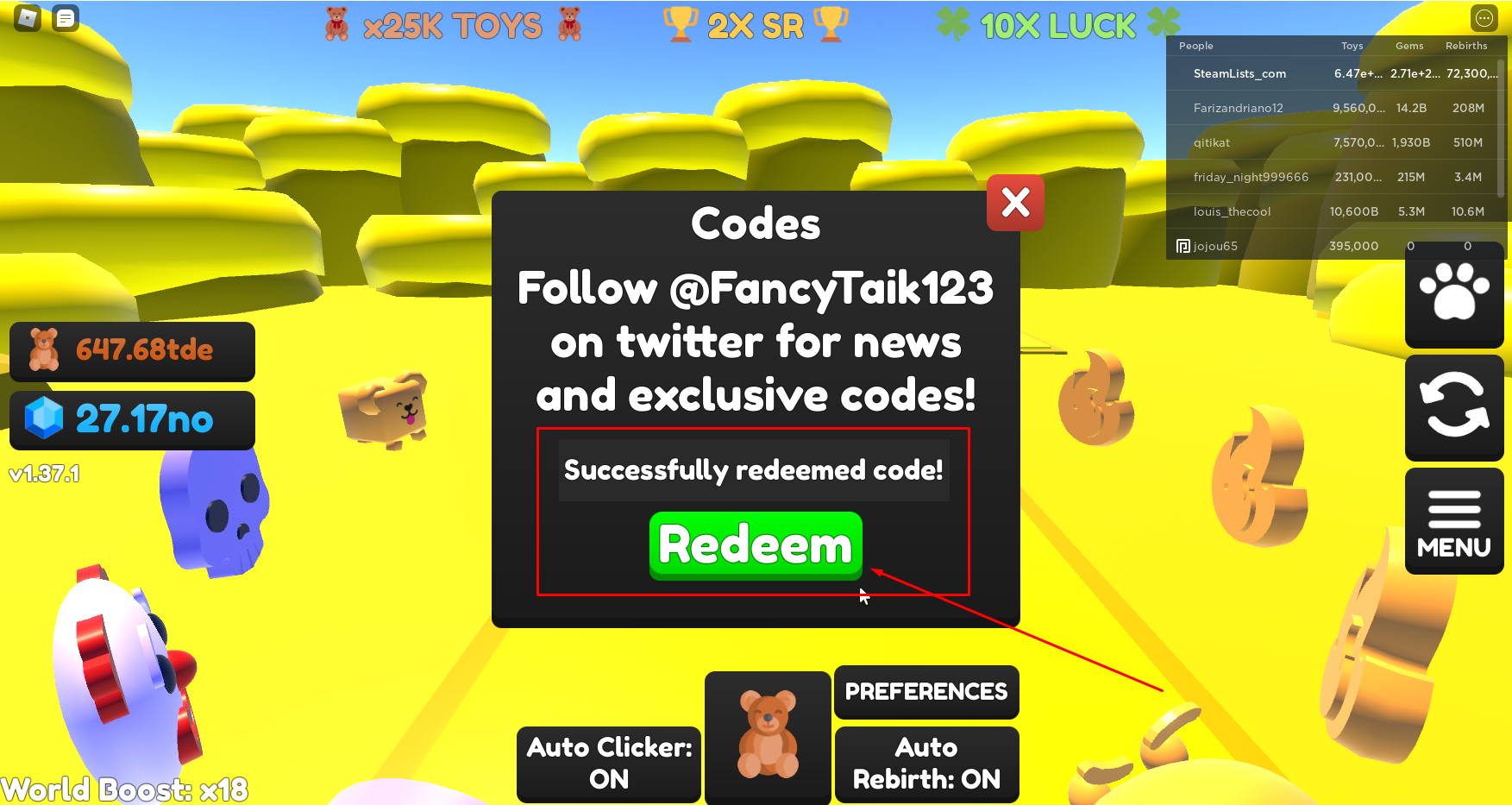 Roblox Toy Clicking Simulator Codes Free Tokens Gems Pets And Toys August 2023 Steam Lists