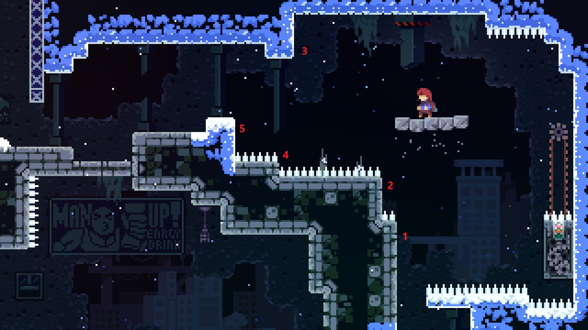 Celeste - How to get Winged Golden Strawberry in Chapter 1A - CHASM - 081CFFE