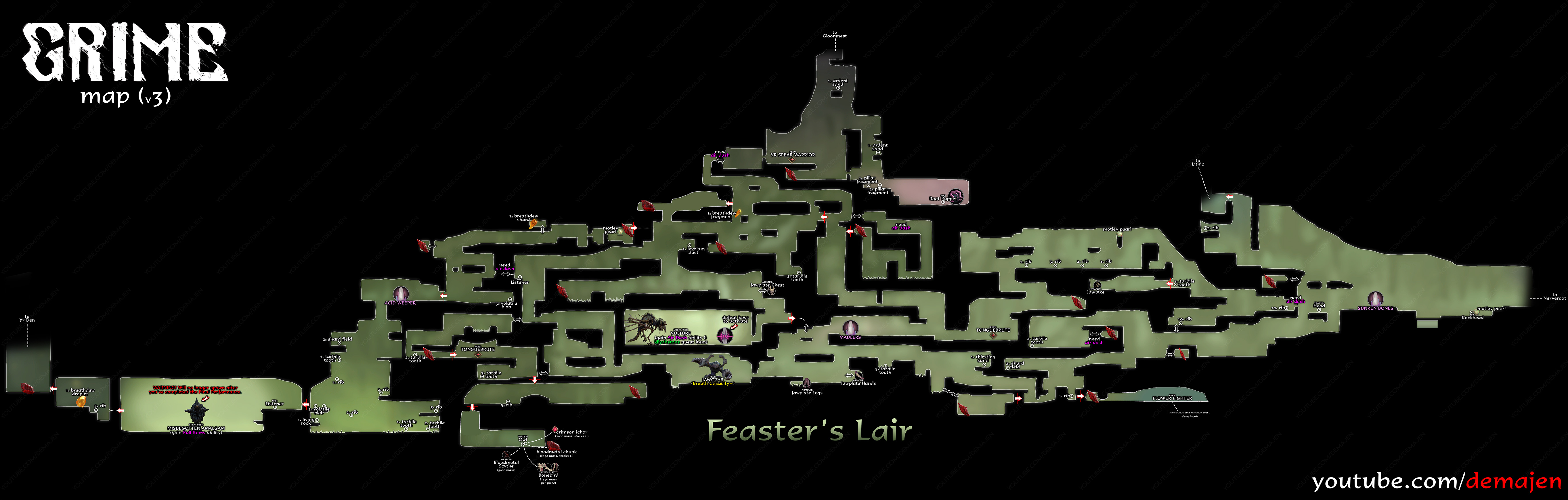 GRIME - All Maps in Game + All Checkpoint Locations - Feaster's Lair