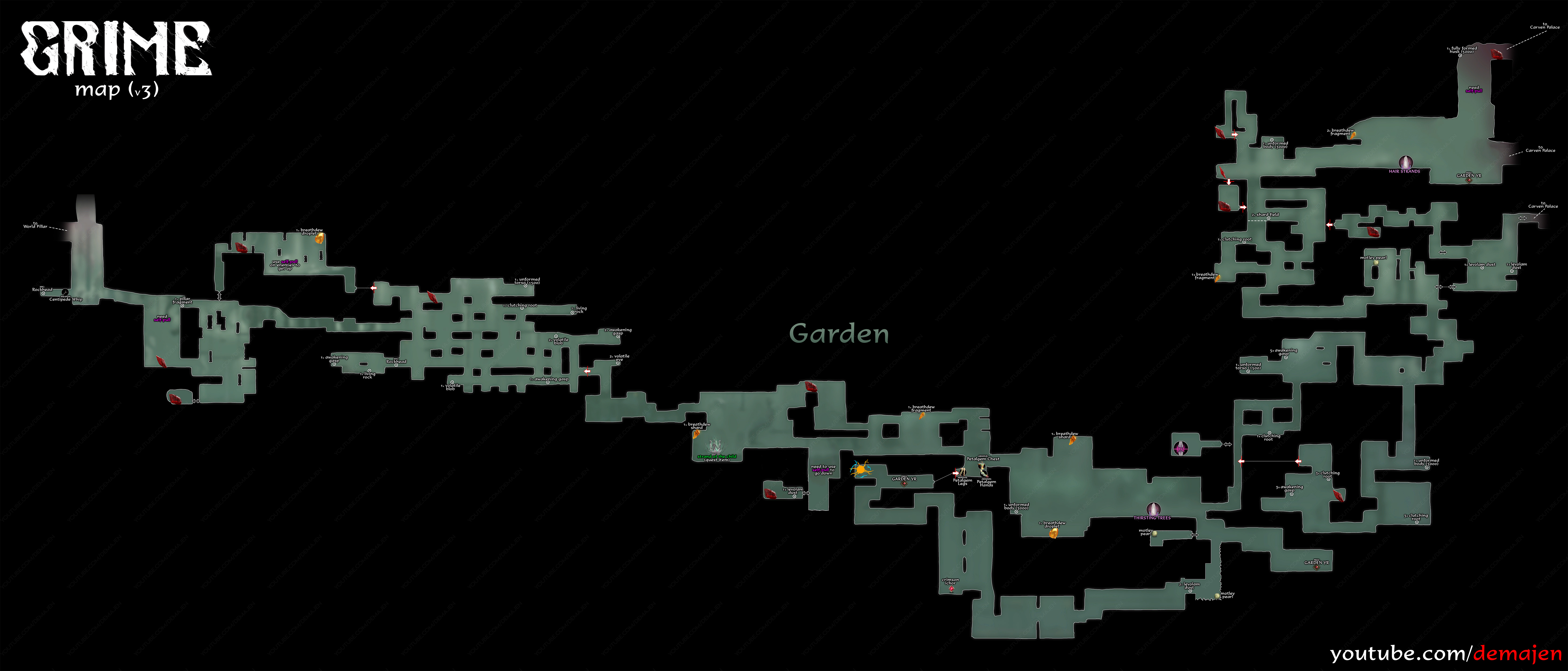GRIME - All Maps in Game + All Checkpoint Locations - Garden