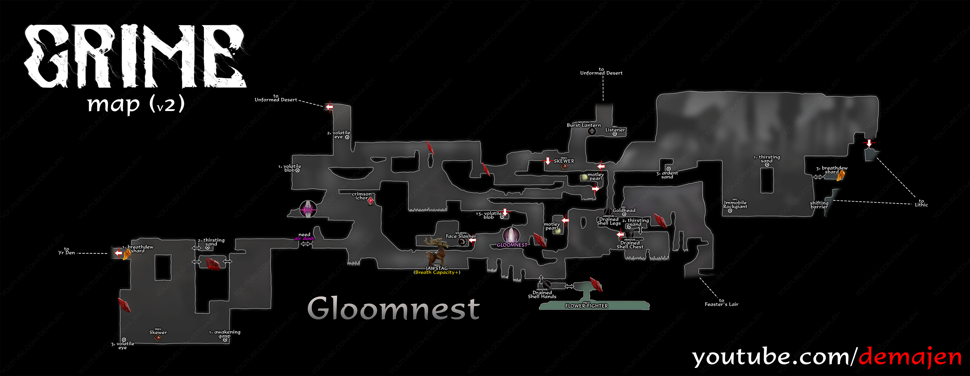 GRIME - All Maps in Game + All Checkpoint Locations - Gloomnest