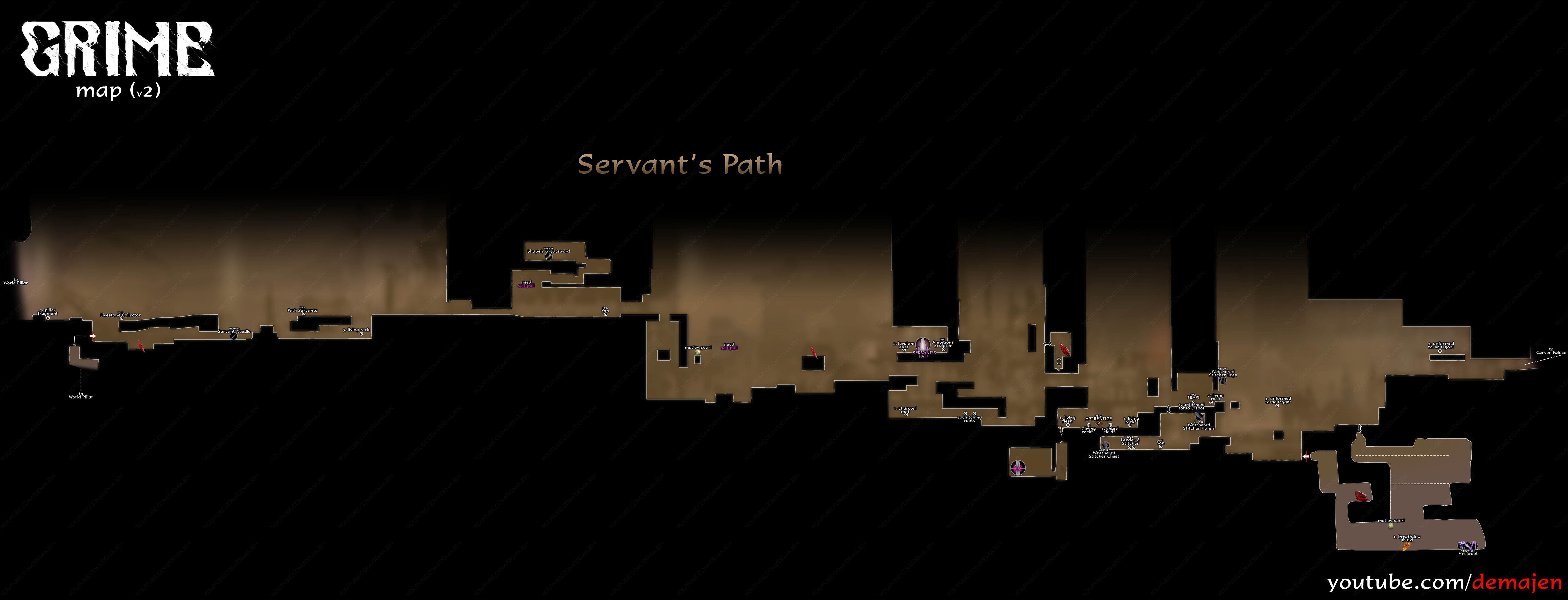 GRIME - All Maps in Game + All Checkpoint Locations - Servant's Path