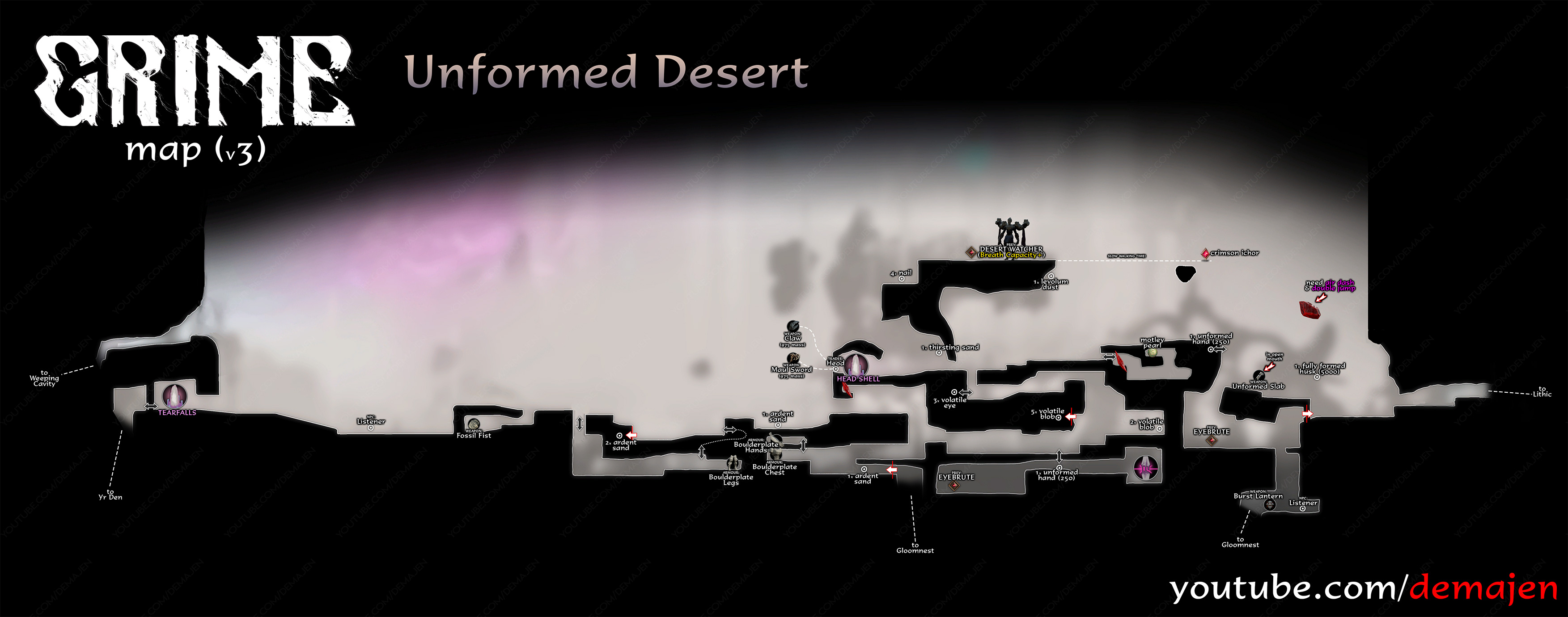 GRIME - All Maps in Game + All Checkpoint Locations - Unformed Desert