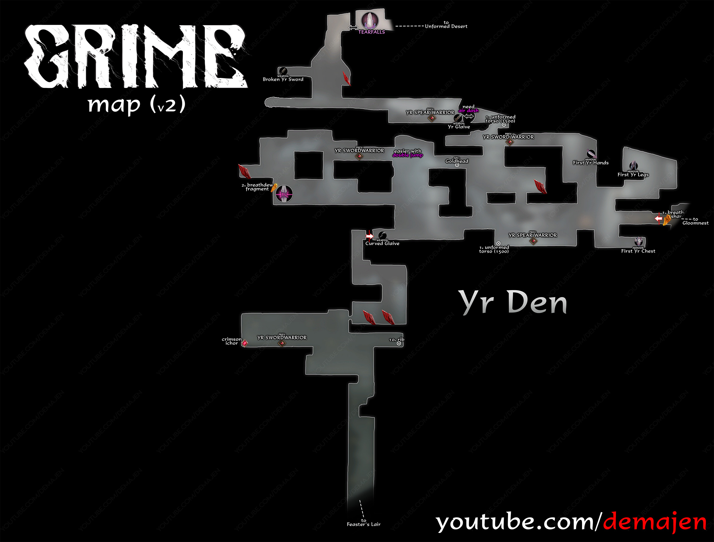 GRIME - All Maps in Game + All Checkpoint Locations - Yr Den