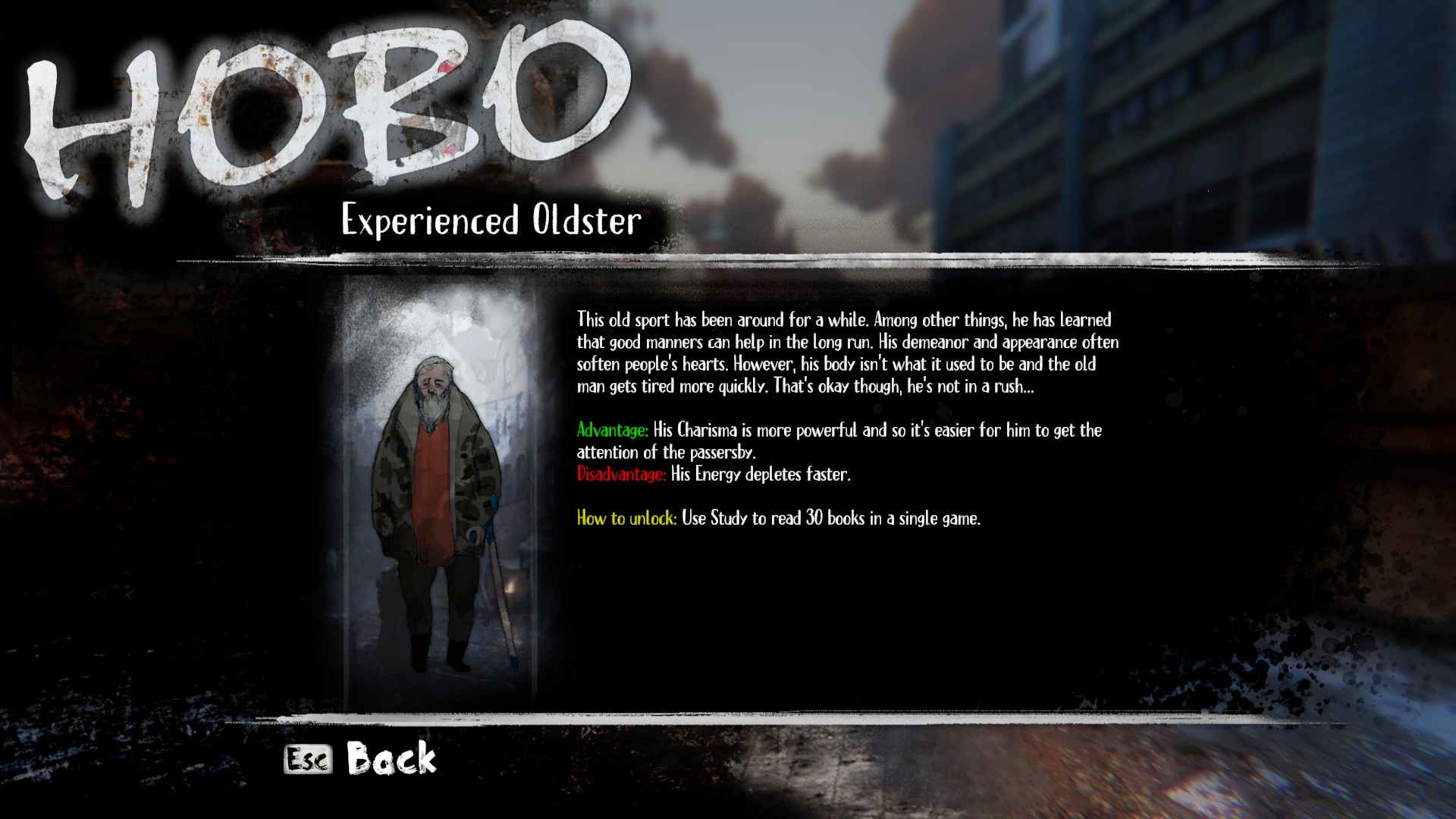 Hobo: Tough Life - Character Unlock Tips Guide - Experienced Oldster - 8E11728