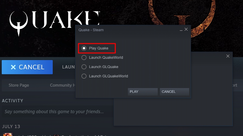 Quake - Tips Mods and Multiplayer through Steam Guide - Launching through steam - 28D0EE0