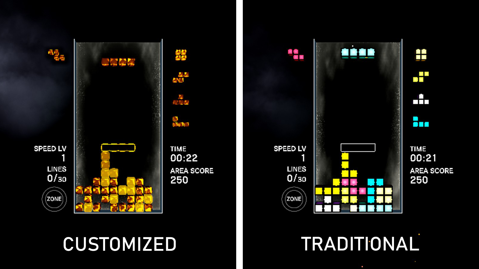 Tetris® Effect: Connected - Gameplay Tips and Basic Game Mechanics + Customized Colours - Use the original Tetrimino colours - 288050A