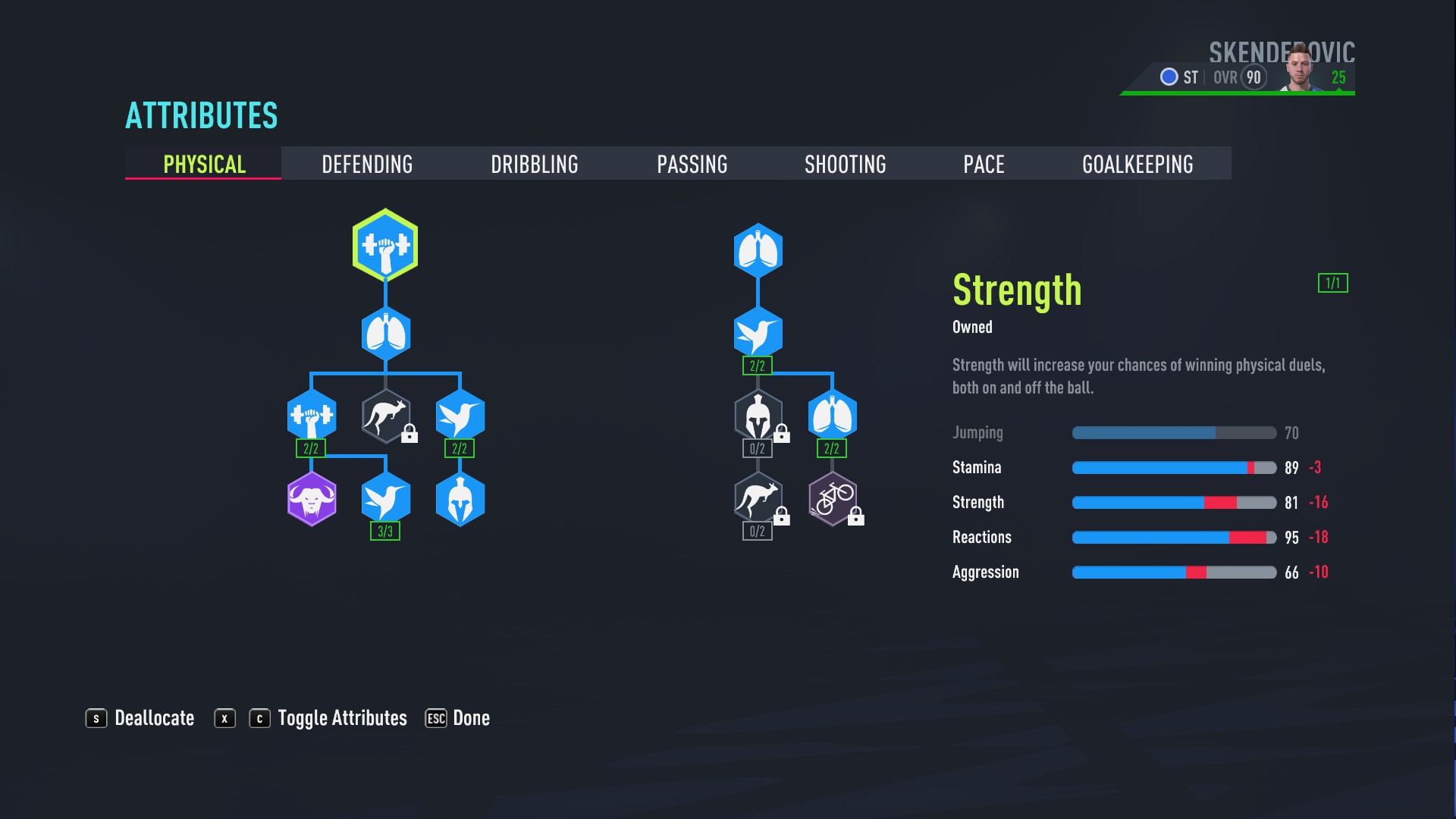 FIFA 22 - Peak Potential in Player Career Mode as a ST in FIFA 22 - Skill Points (Physical) - C47B677