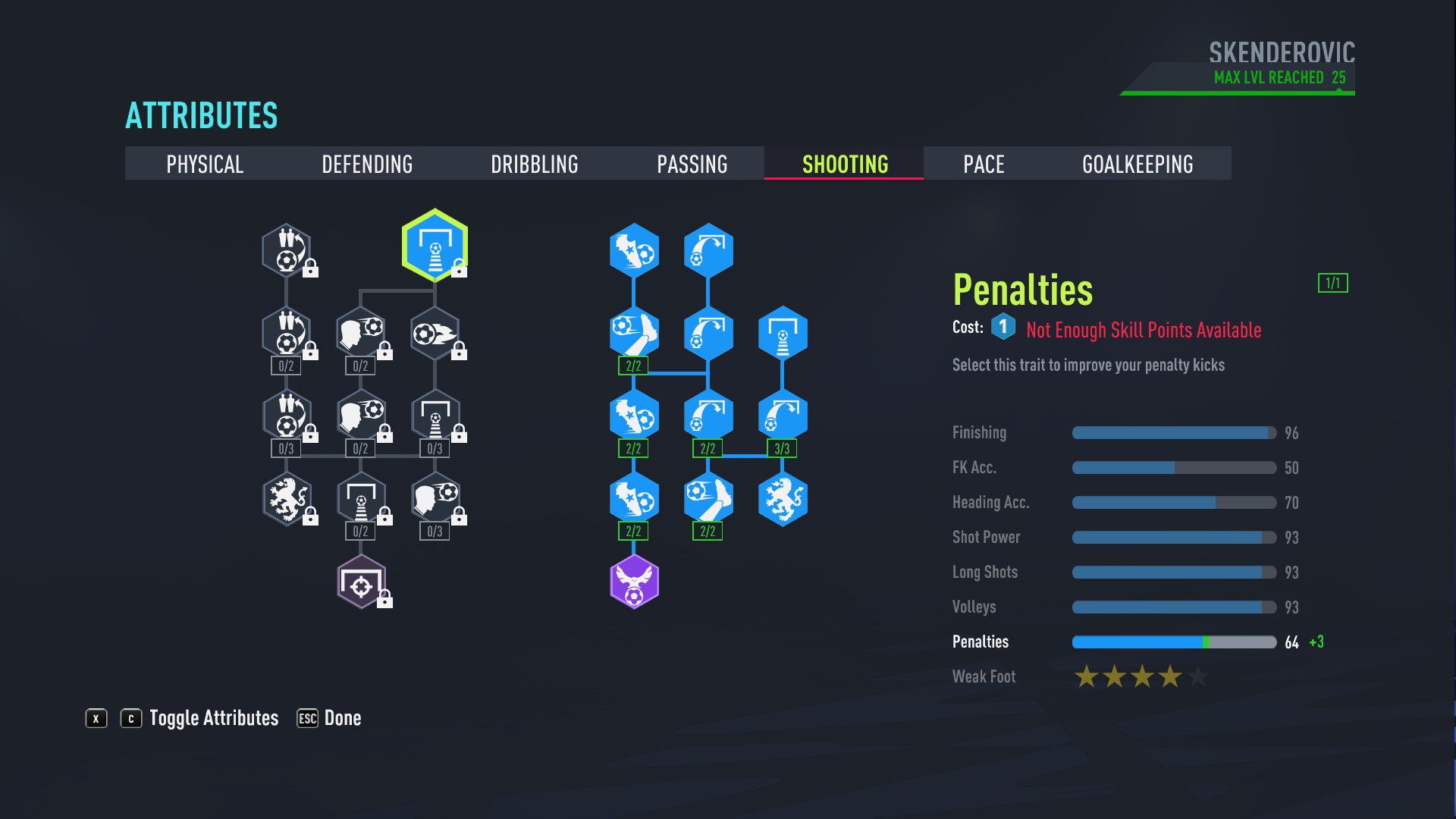FIFA 22 - Peak Potential in Player Career Mode as a ST in FIFA 22 - Skill Points (Shooting) - ECDD44B