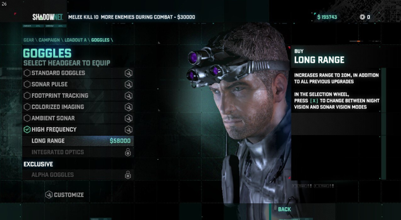Tom Clancy's Splinter Cell Blacklist - Best Loadout to Use in Game Guide - Loadout Category: Goggles - 1DEC5C7