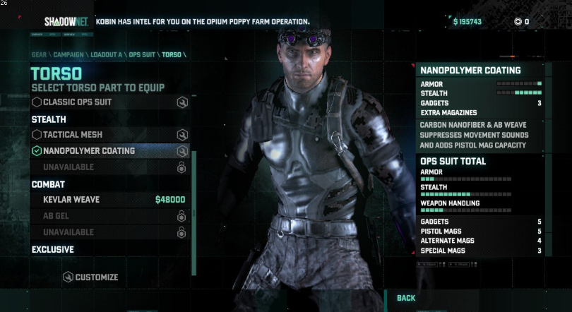 Tom Clancy's Splinter Cell Blacklist - Best Loadout to Use in Game Guide - Loadout Category: Suit - B5AA9B6