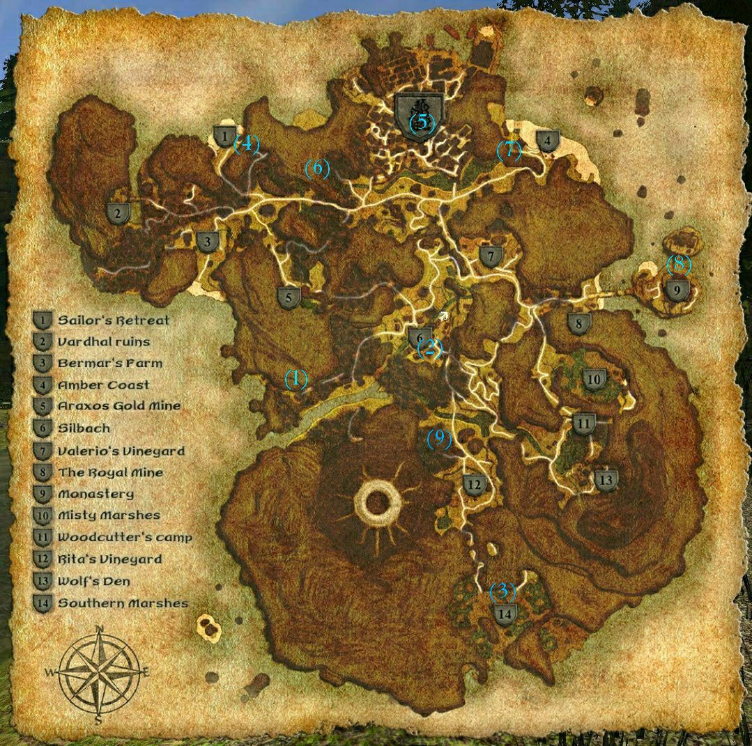 The Chronicles Of Myrtana: Archolos - Runes Location & Teleport Guide - Locations of teleports, the map - 3771902