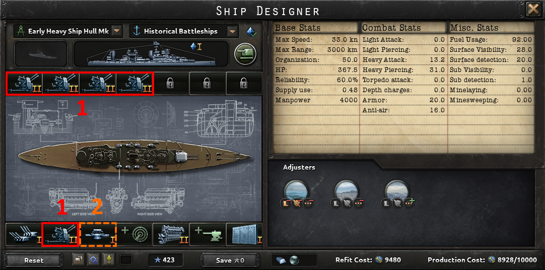 Hearts of Iron IV - Naval Meta All Guns Template - aa battle ships - 87FE492