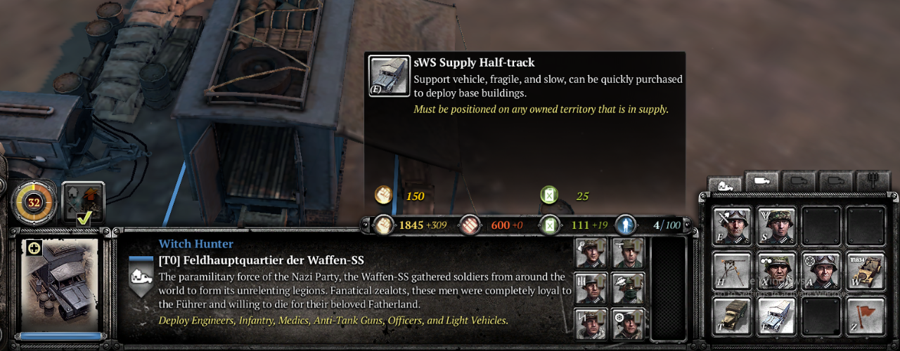 Company of Heroes 2 - Spearhead Waffen SS Faction for Dummies - SWS Supply Halftrack / Schwerer Wehrmachtsschlepper / Tier Truck - 9D2063C