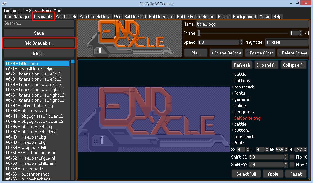 EndCycle VS - Modding Basics Tutorial - Inserting Sprites And Images - 03F55E2