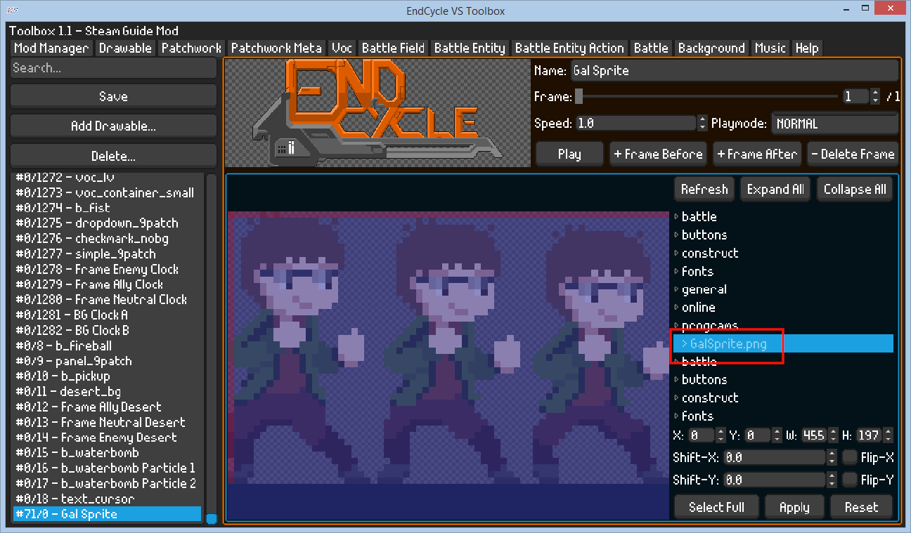 EndCycle VS - Modding Basics Tutorial - Inserting Sprites And Images - 27AA9B2