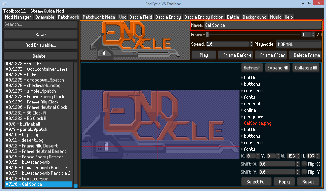 EndCycle VS - Modding Basics Tutorial - Inserting Sprites And Images - 972477E