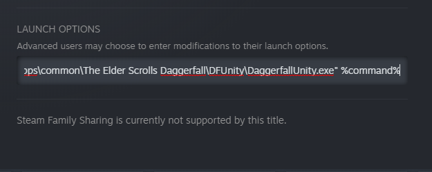 The Elder Scrolls II: Daggerfall - How to setup DFUnity Run On Steam - Setting launch options in Steam - 2623673