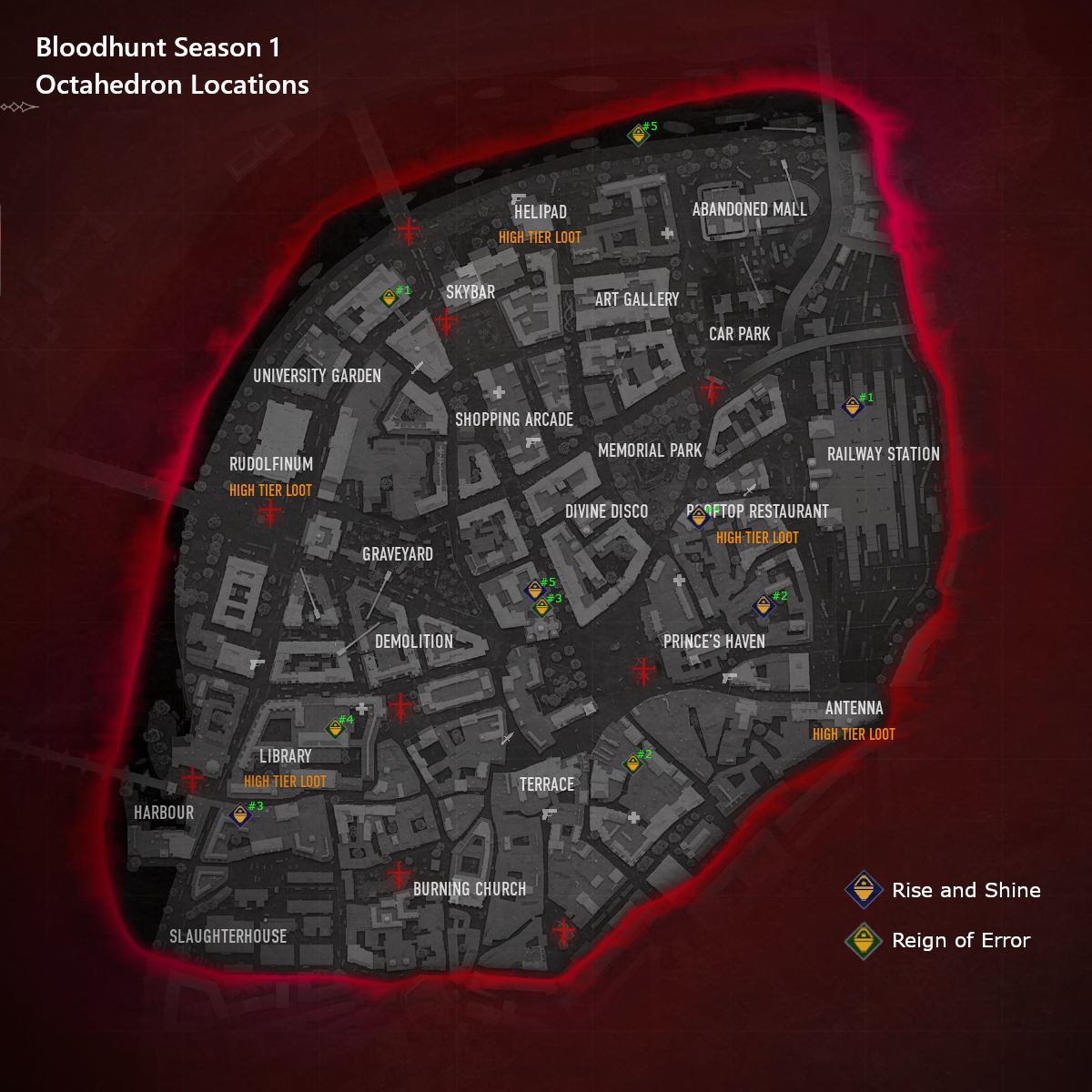 Vampire: The Masquerade - Bloodhunt - All Season 1 Story/Intel Octahedron Collectibles Guide - Season 1 Octahedron Map - C329985