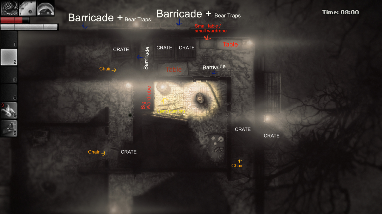 Darkwood - Barricading Methods for Hideout Tutorial Guide - Old Woods Hideout - A5B38CB