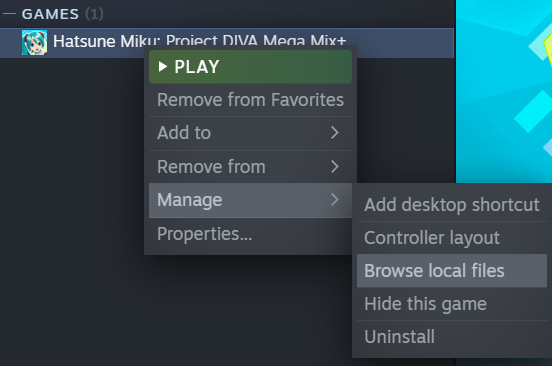 Hatsune Miku: Project DIVA Mega Mix+ - How to Install Mods + FPS Unlock and Add Custom Songs - Step 1: Locating your game's directory - 6446959
