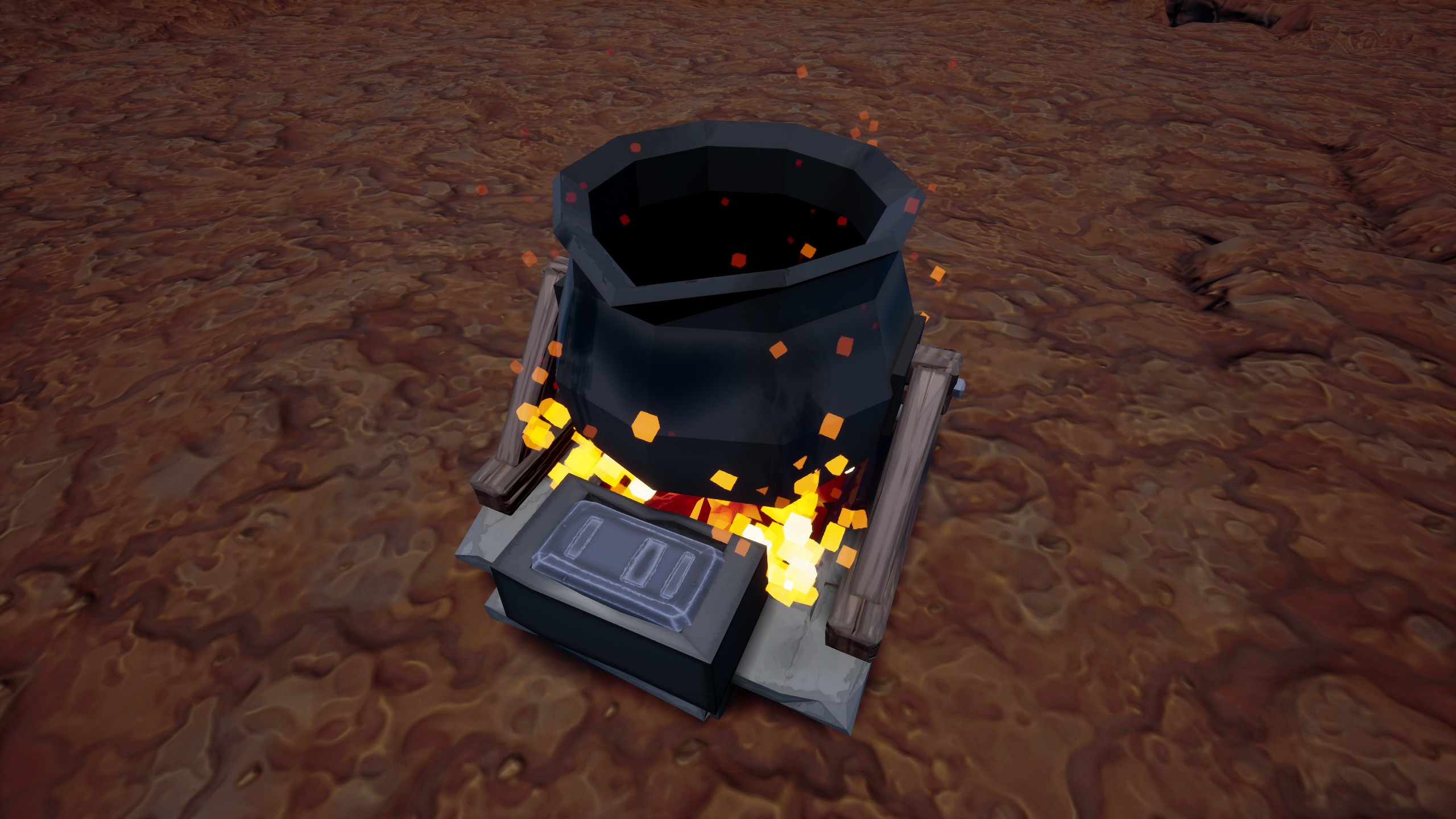 Hydroneer - Icehelm Forge & Location - 2) Put the Resource with the required Weight Amount in the Forge Crucible: - 7B50CCD