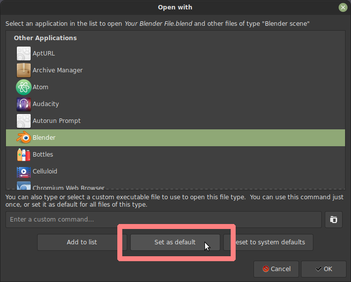 Blender - How to Use Steam version of Blender on Linux Mint - Set .blend File Association with Blender (Steam) - 71A296C