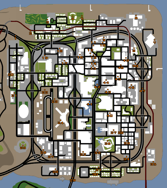 Grand Theft Auto: San Andreas - Useful Maps & Locations - HORSESHOES LOCATIONS - B594564