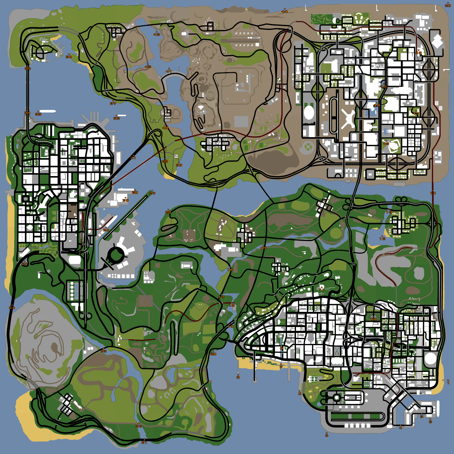 Grand Theft Auto: San Andreas - Useful Maps & Locations - OYSTERS LOCATIONS - AA07AF1