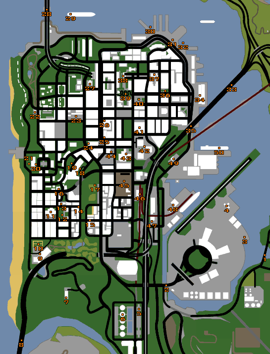 Grand Theft Auto: San Andreas - Useful Maps & Locations - SNAPSHOT LOCATIONS - DEFFA74