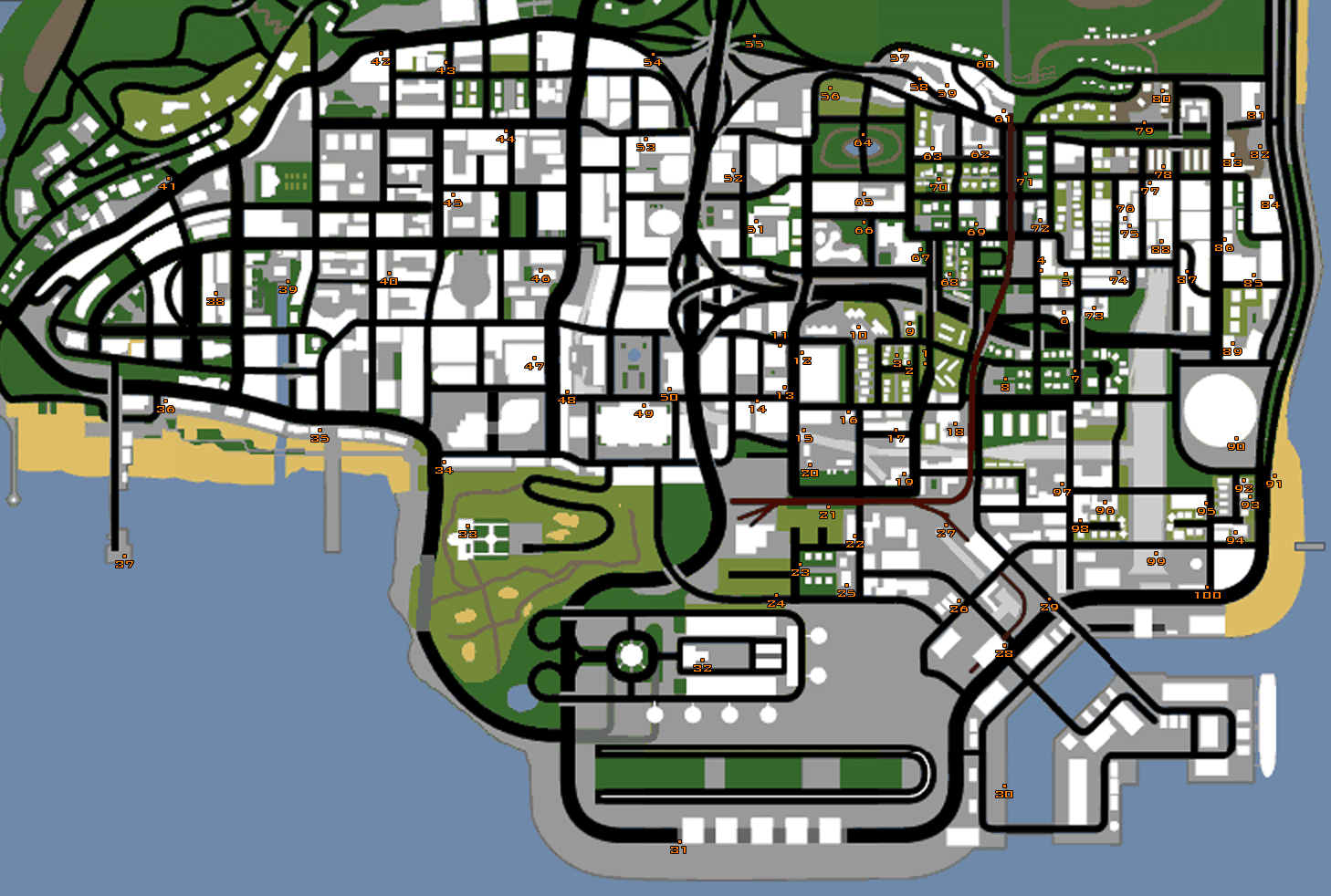 Grand Theft Auto: San Andreas - Useful Maps & Locations - TAGS LOCATIONS - 5598A39